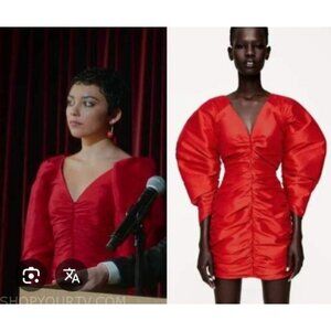 Rare Zara Red Draped Mini Dress. Size S